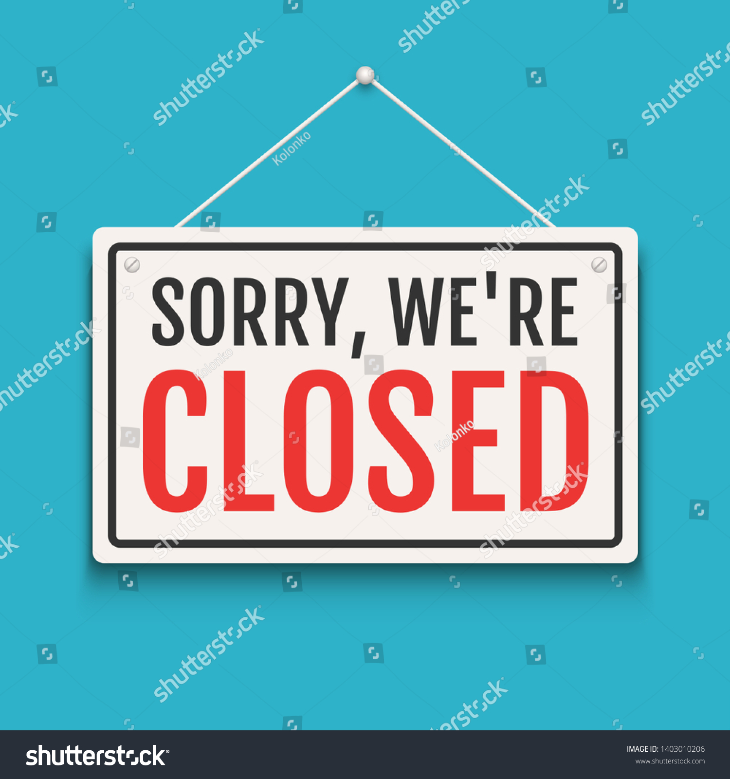 Sorry We Closed Sign On Door Stock Vector (Royalty Free) 1403010206 ...