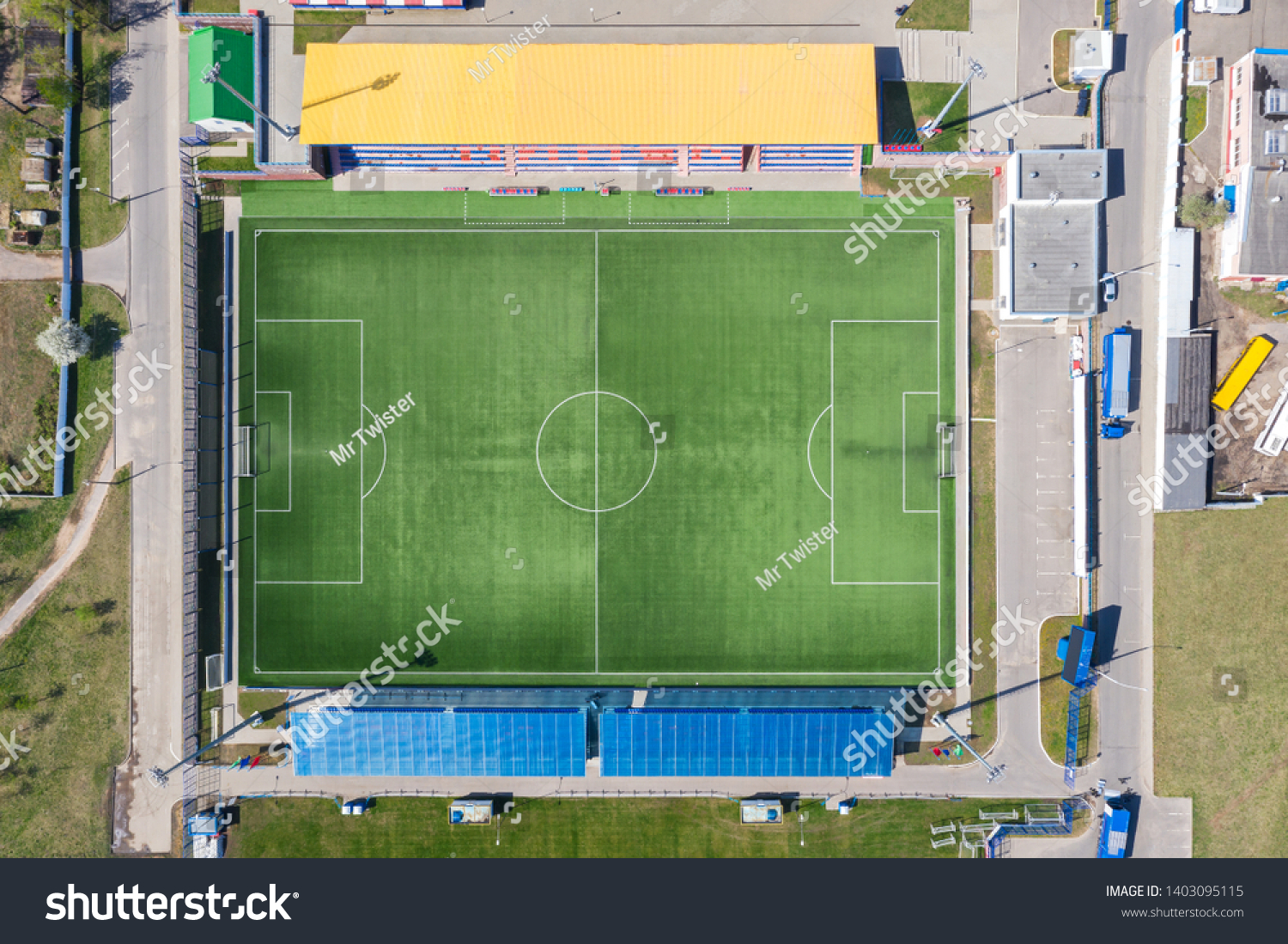 Empty Soccer Stadium Green Field Football Stock Photo 1403095115 ...