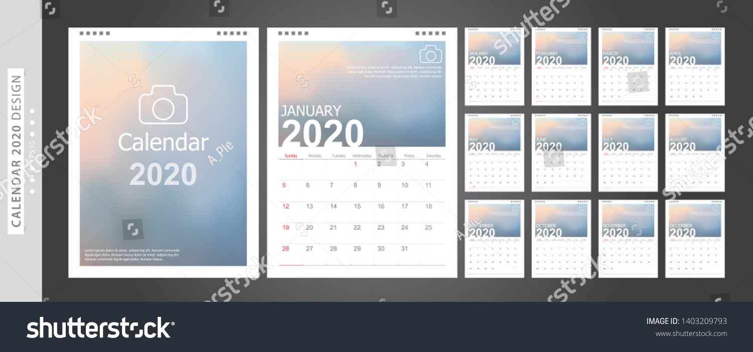 Calendar 2020 Set Desk Calendar Template Stock Vector (Royalty Free ...