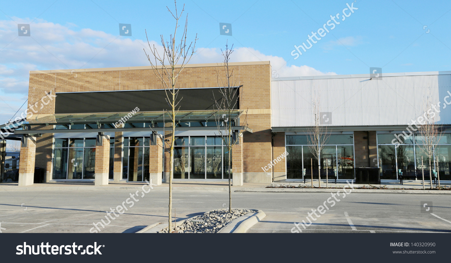 New Commercial Building Retail Office Space Stock Photo 140320990   Stock Photo New Commercial Building With Retail And Office Space Available 140320990 