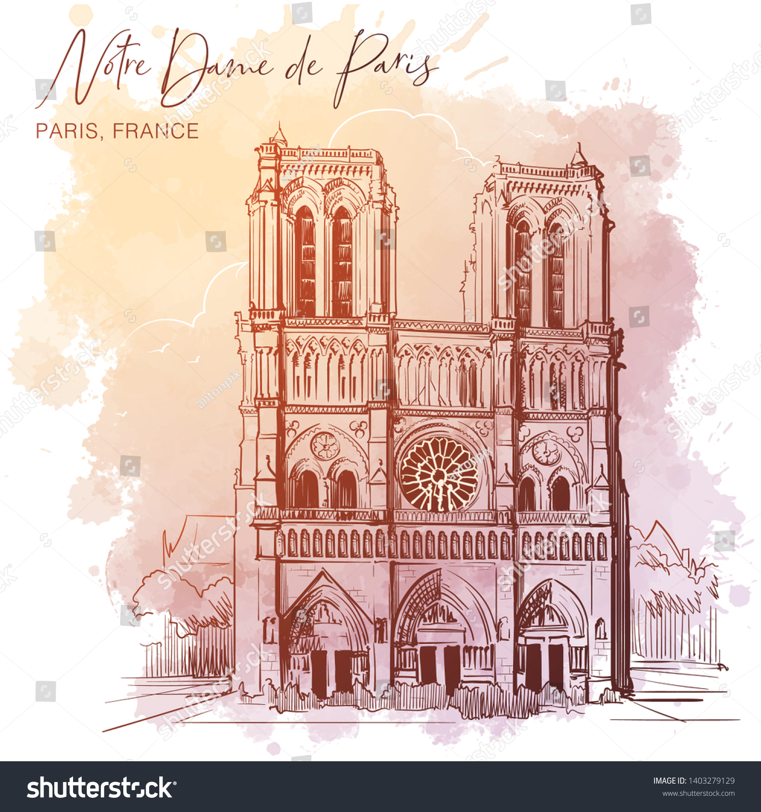 Notre Dame De Paris Cathedral Beautiful: Wektor Stockowy (bez Tantiem ...