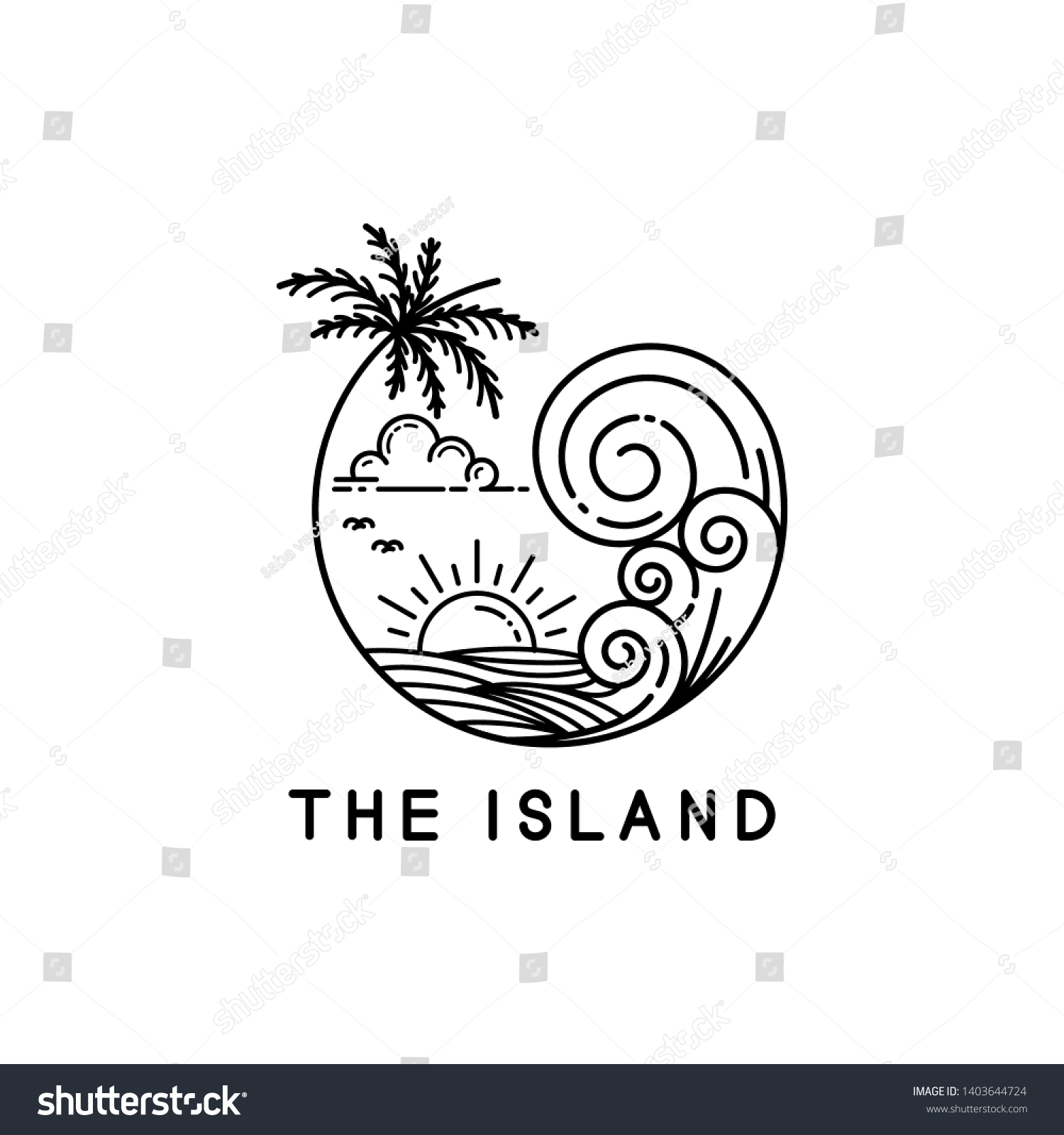 Beach Waves On Tropical Islands Line Stock Vector (Royalty Free ...