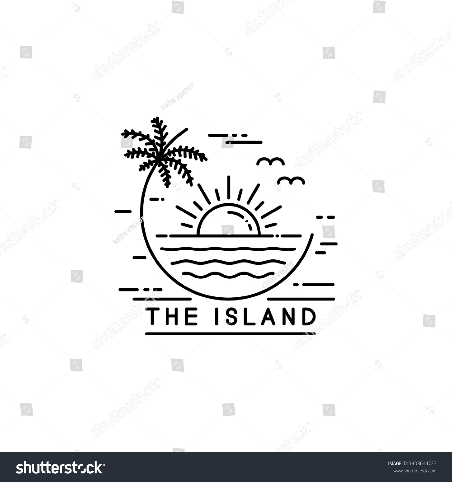 Coastline On Tropical Island Line Art Stock Vector (Royalty Free ...