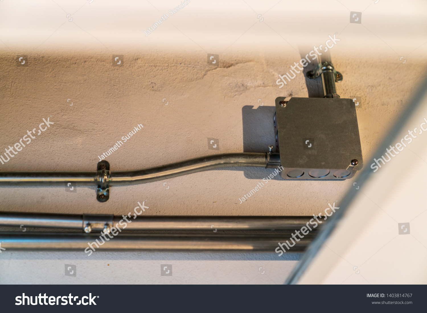 Emt Pipe Line Junction Box Electricity Stock Photo 1403814767 ...