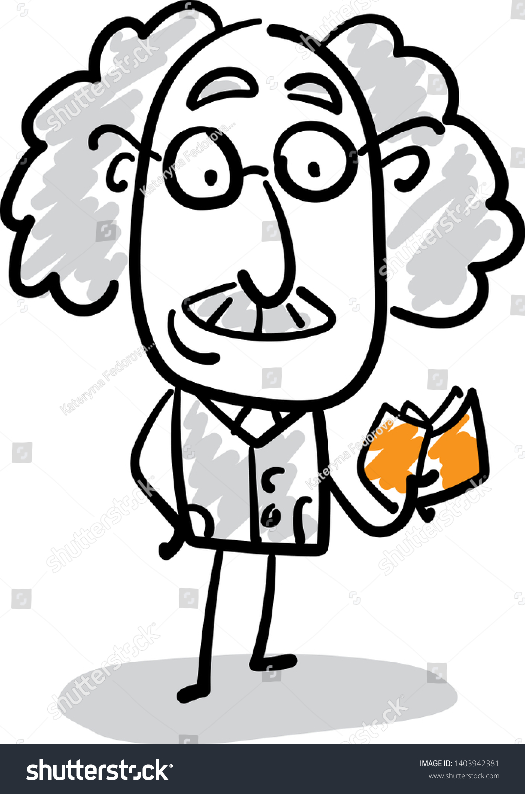 Professor Reading Book Hand Drawn Doodle Stock Vector (Royalty Free ...