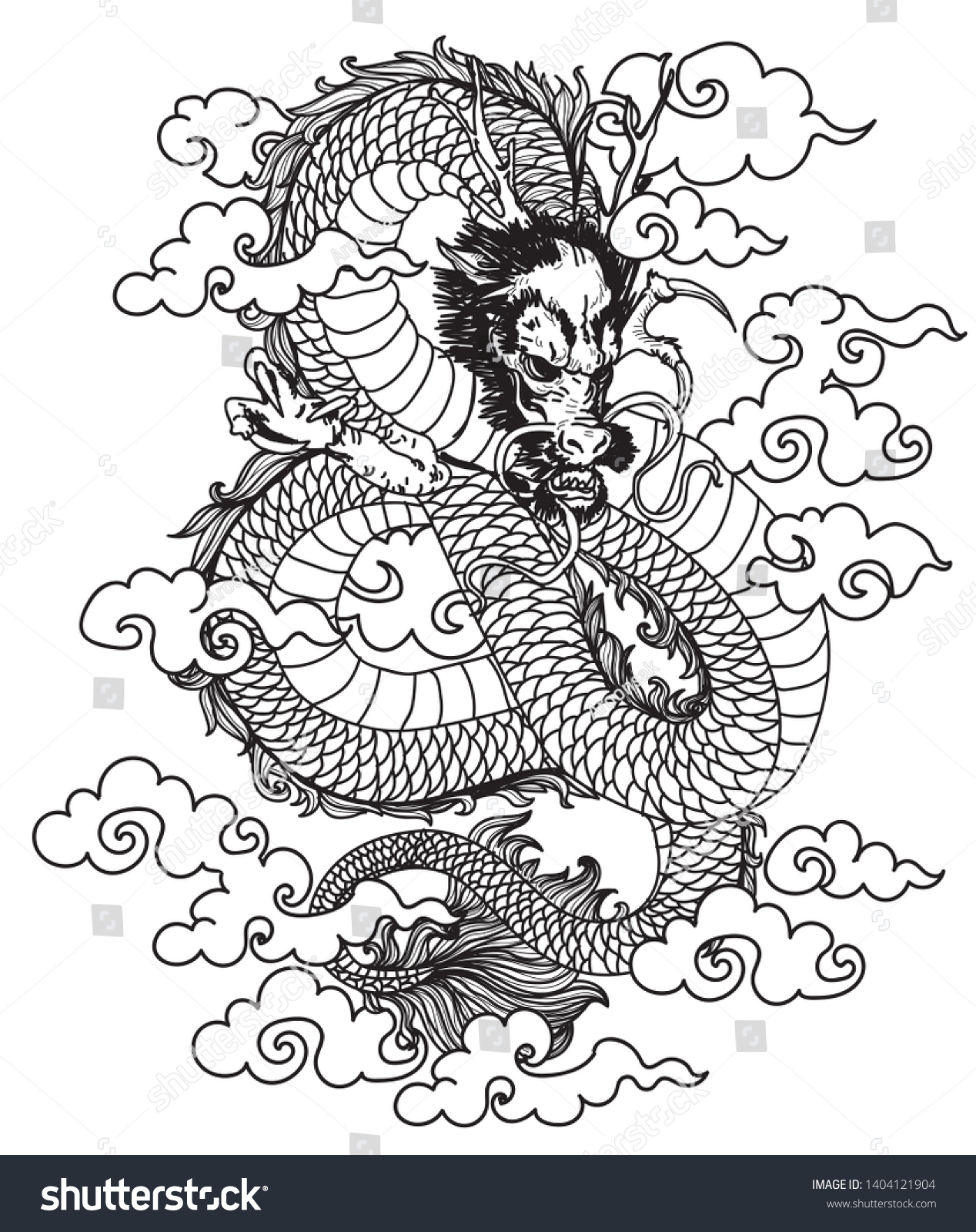 Tattoo Art Dragon Hand Drawing Sketch Stock Illustration 1404121904 ...