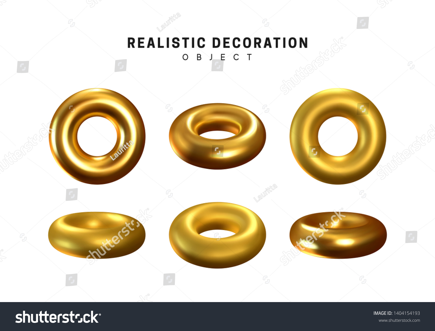 Torus Gold Metalic Donut Realistic