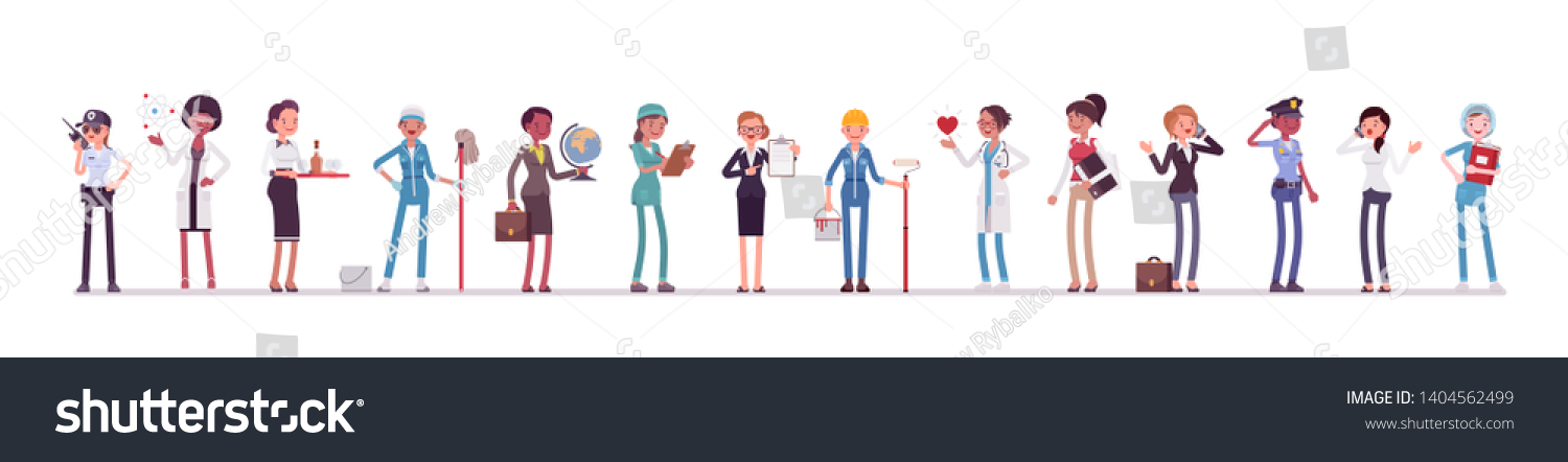 Different Female Professions Business Working People Stock Vector ...