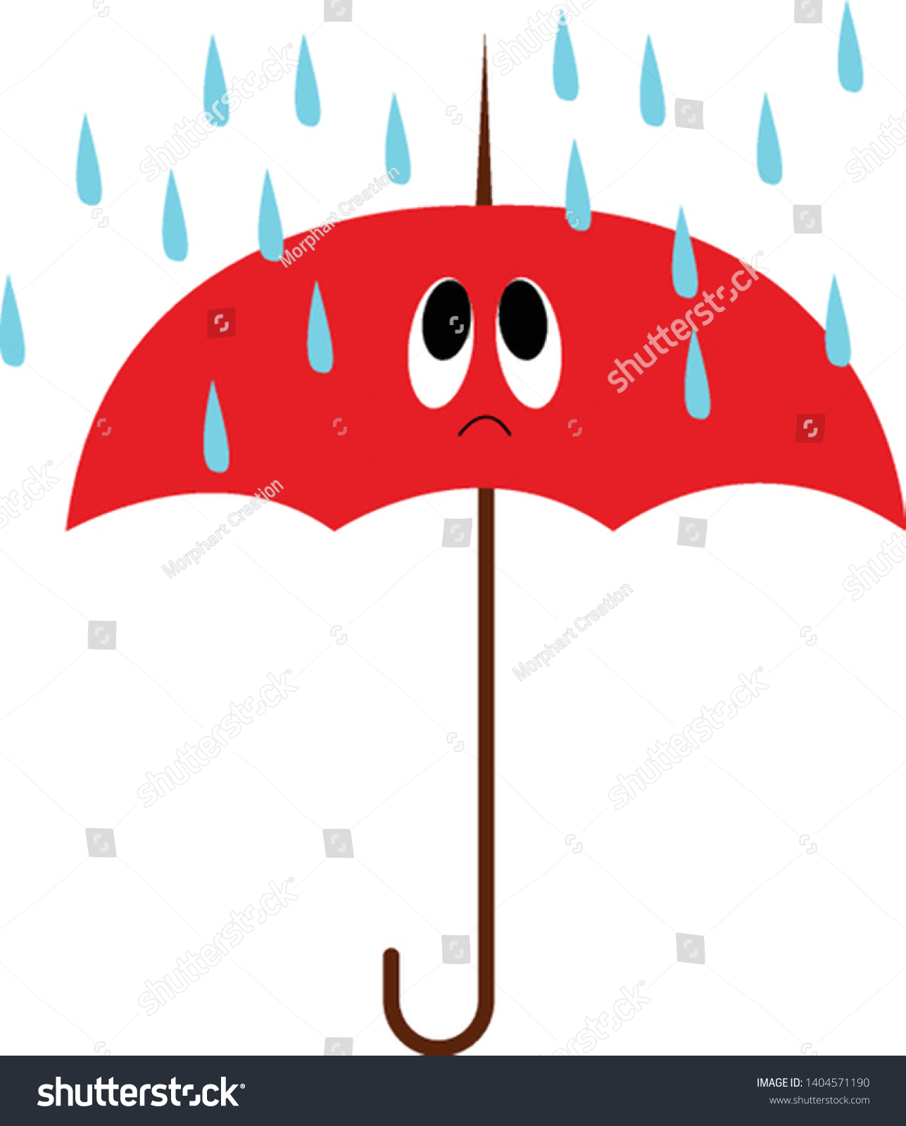 Sad Red Umbrella Under Pouring Rain Stock Vector (Royalty Free ...