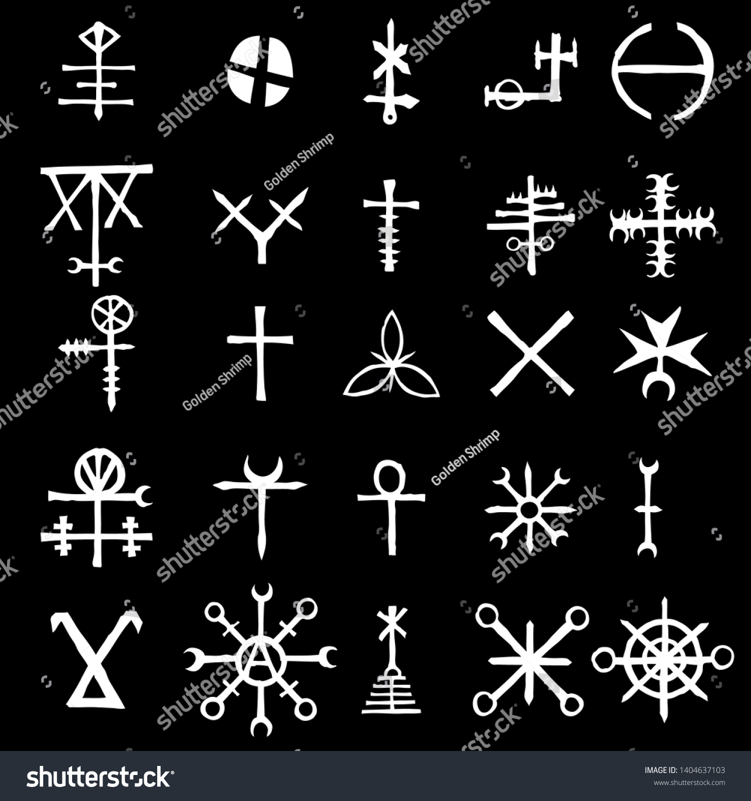 Wiccan Symbols Imaginary Cross Symbols Inspired Stock Vector (Royalty ...