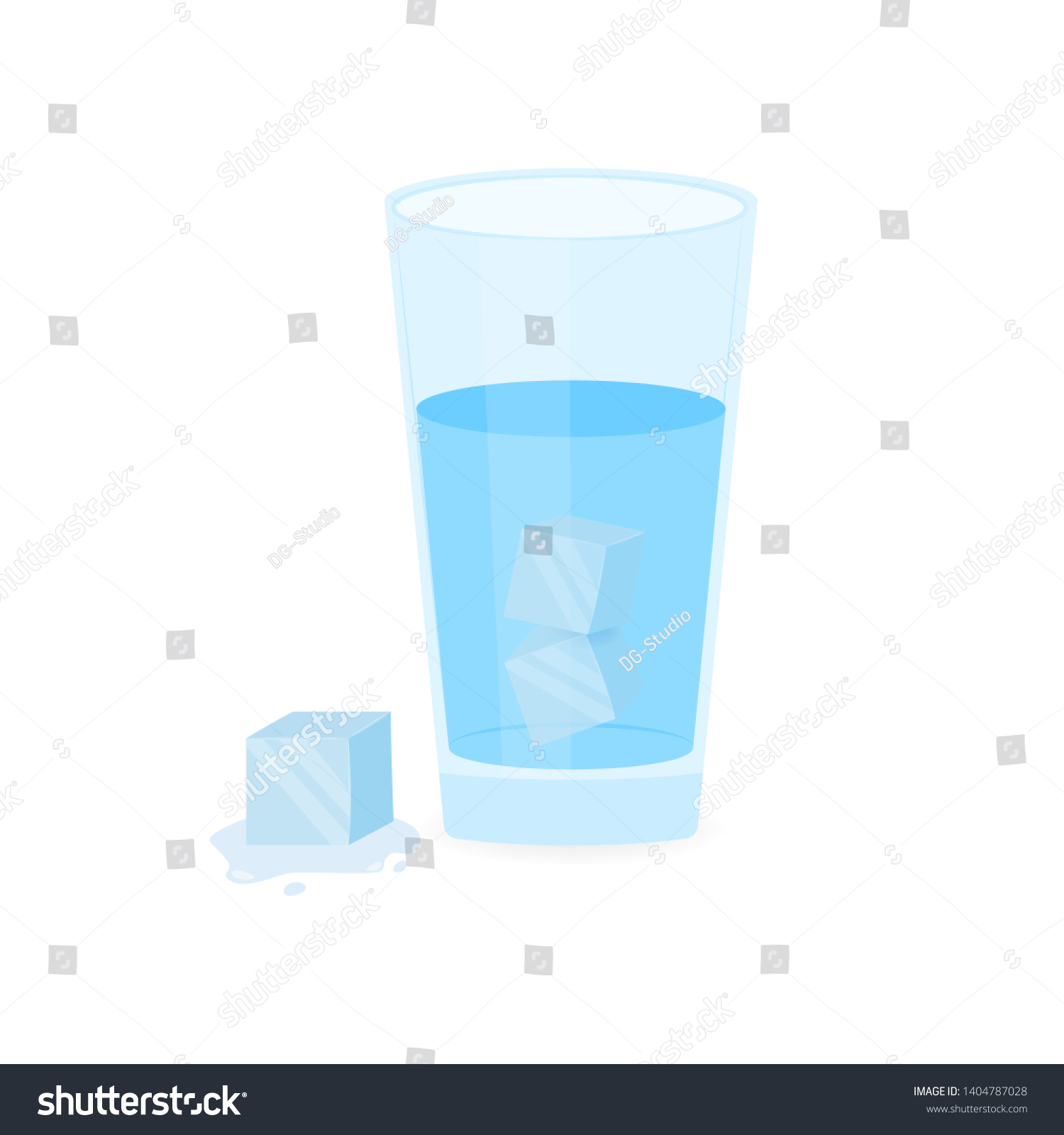 Glass Ice Water On White Background Stock Vector (Royalty Free ...