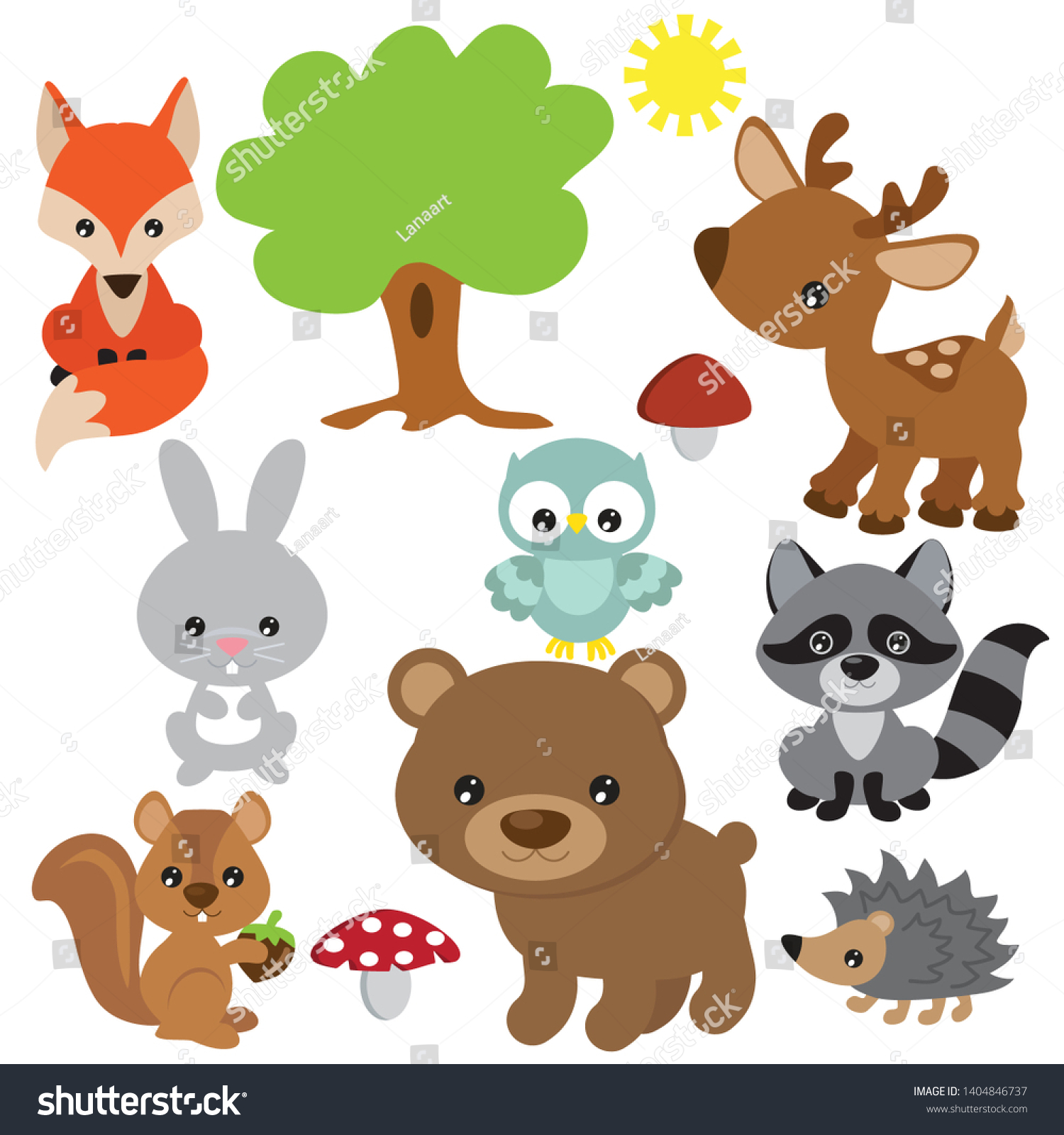 Cute Forest Baby Animal Vector Cartoon Stock Vector (Royalty Free ...