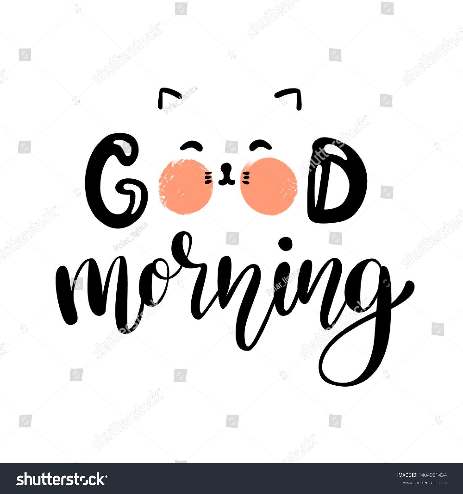 Good Morning Lettering Poster Cute Cat Stock Vector (Royalty Free ...