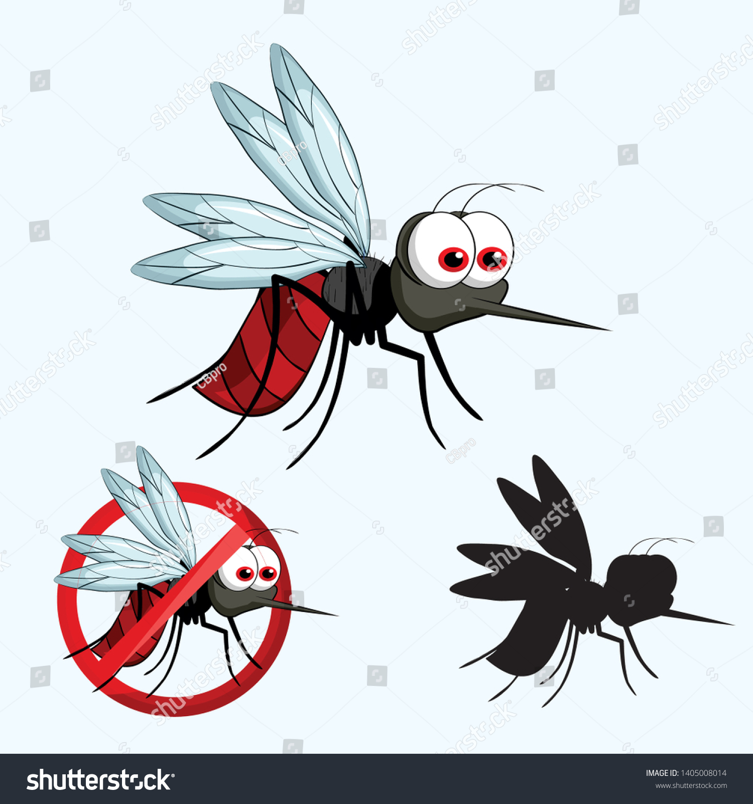 Cartoon Cute Mosquito Silhouettee Stock Vector (Royalty Free ...