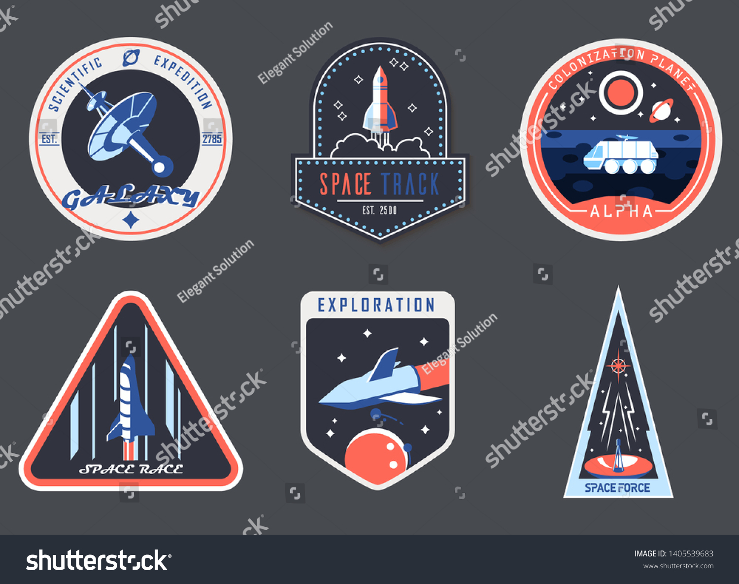 Set Isolated Astronaut Chevron Spaceman Suit Stock Vector (Royalty Free ...