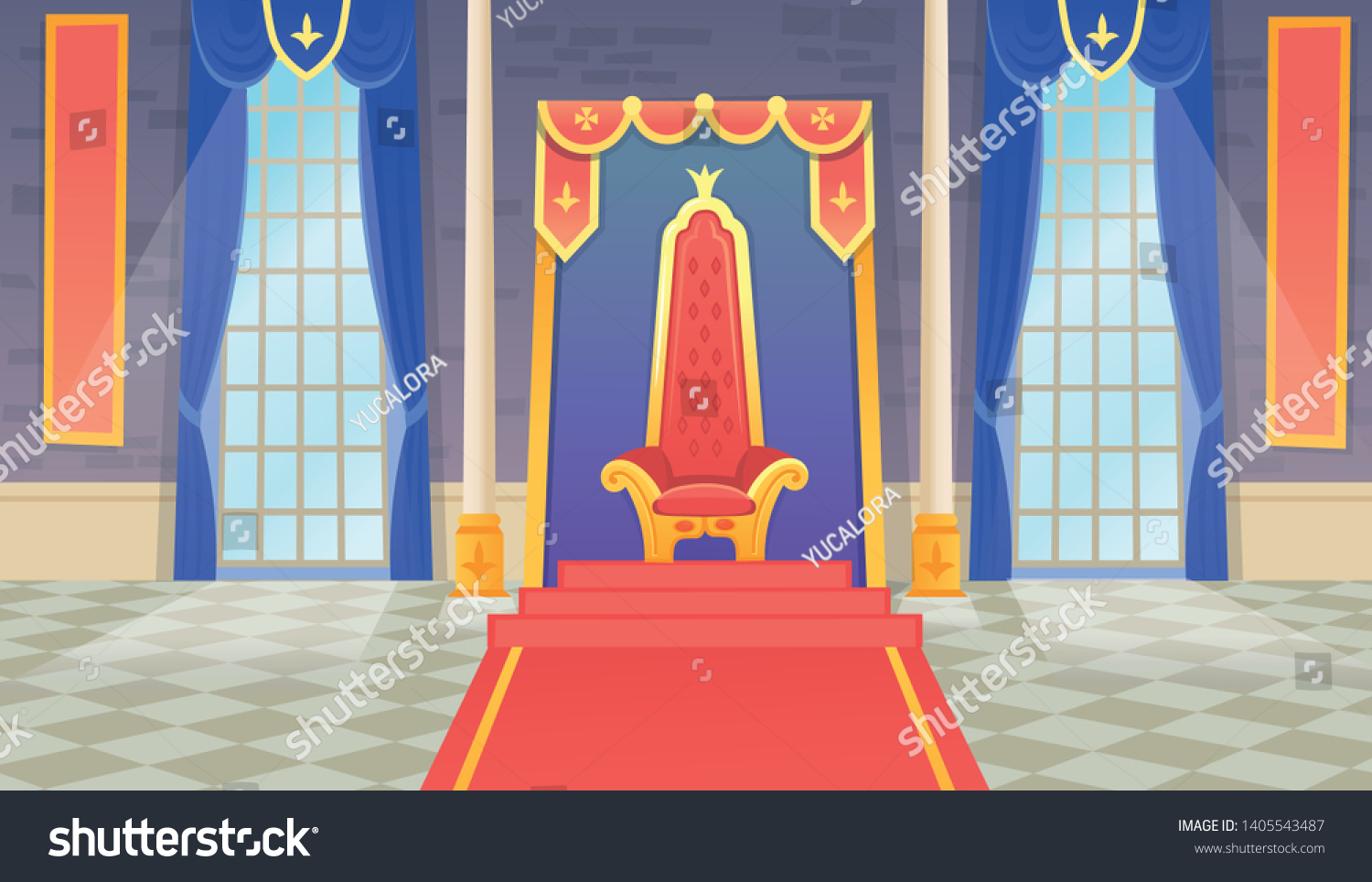 Vector Castle Hall King Throne Windows Stock Vector (royalty Free 