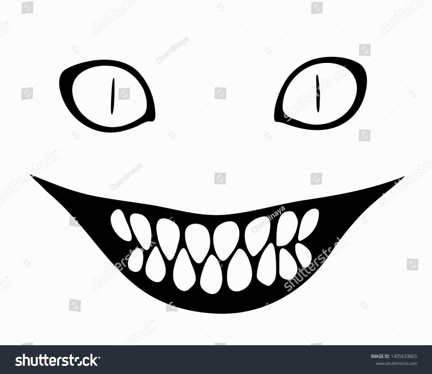 Нарисованная улыбка с острыми зубами