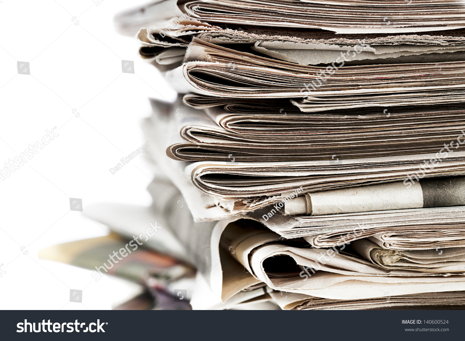 Closeup Pile Old Newspaper Displayed On Stock Photo 140600524 ...