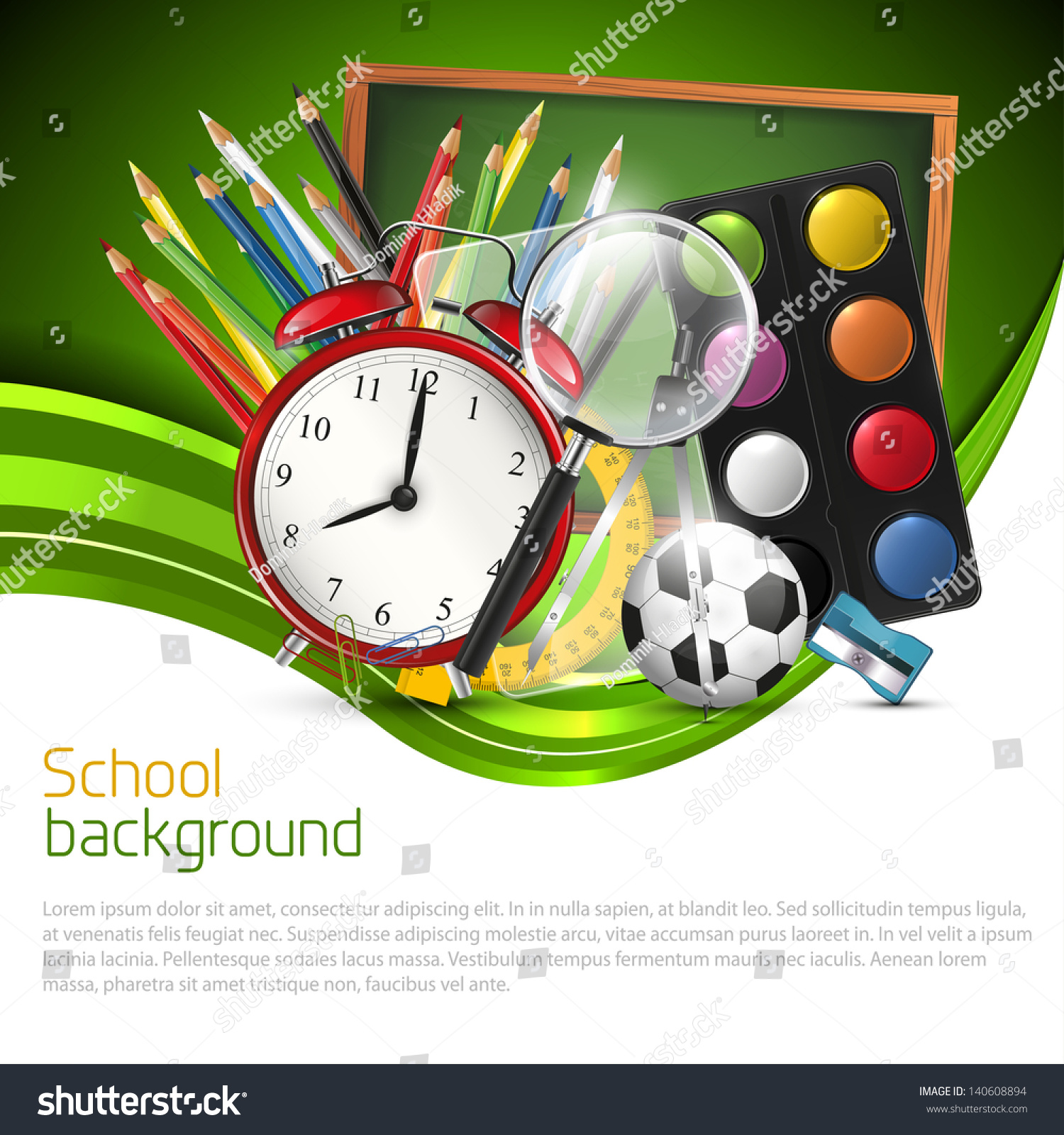 Modern Green School Background Stock Vector (Royalty Free) 140608894 ...