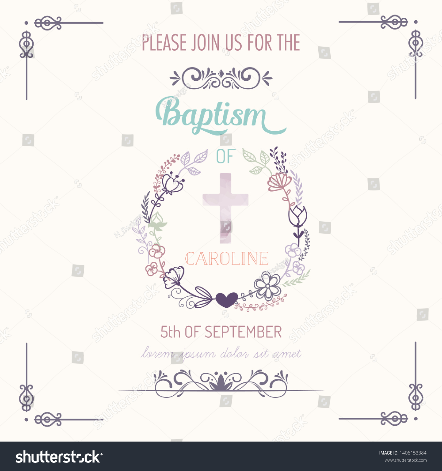 Baptism Invitation Card Vector Baptism Stock Vector (Royalty Free ...