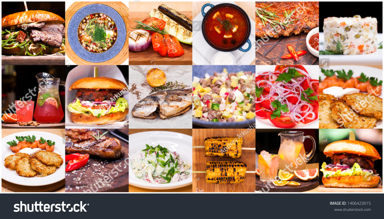 Collage Various Restaurant Dishes Stock Photo 1406423015 | Shutterstock