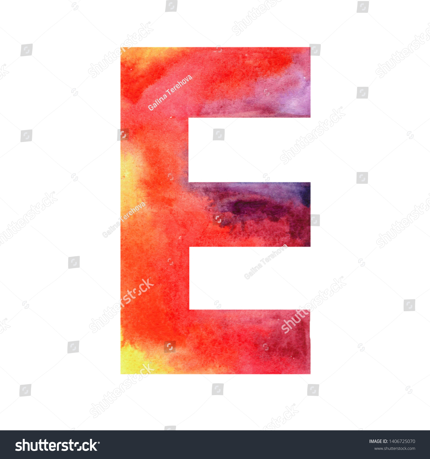 Hand Painted Watercolor Letter E Stock Illustration 1406725070 ...