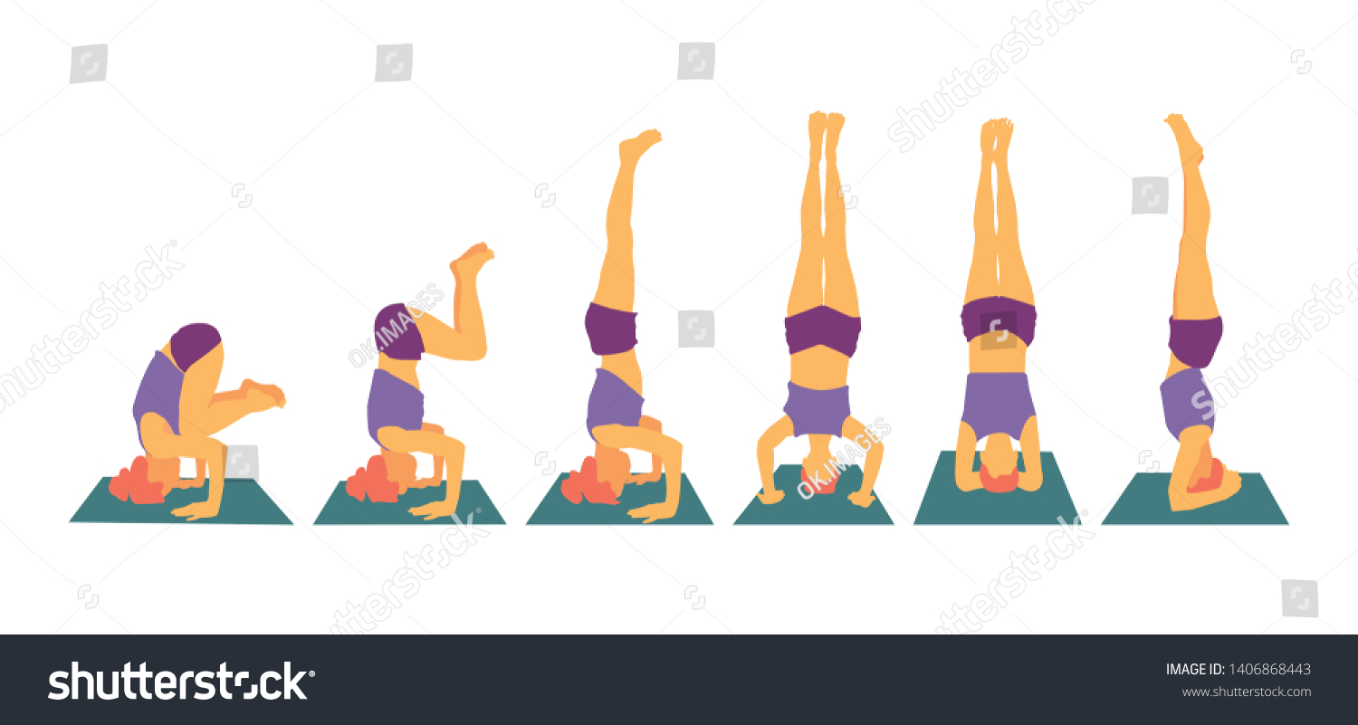 Yoga Pose Headstand Set Variations Vector Stock Vector (Royalty Free ...