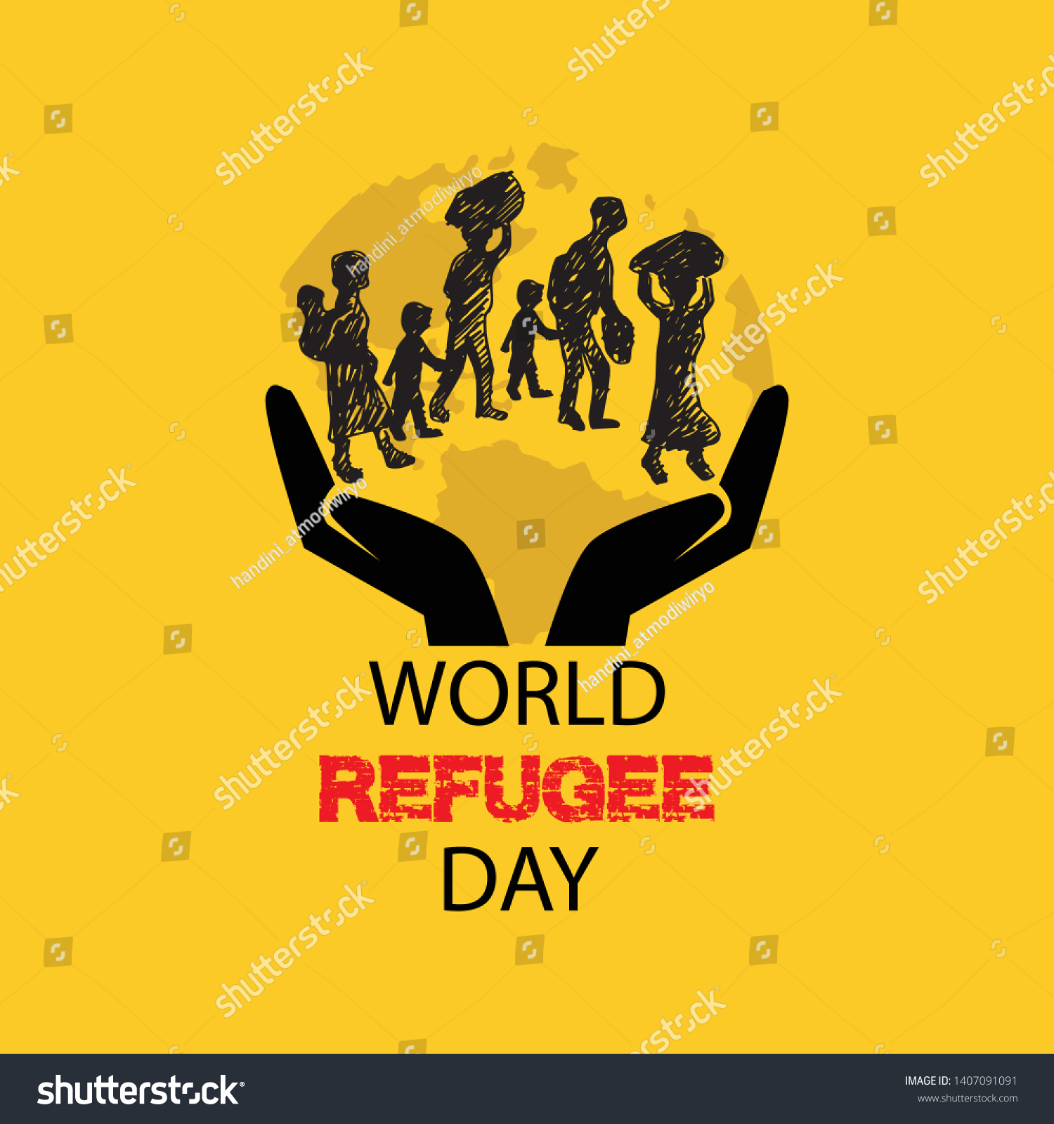 World Refugee Day Poster Design Stock Vector (Royalty Free) 1407091091 ...