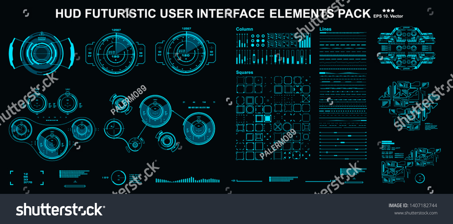 Vektor Stok Scifi Futuristic Hud Dashboard Display Virtual Tanpa Royalti 1407182744 Shutterstock 6747