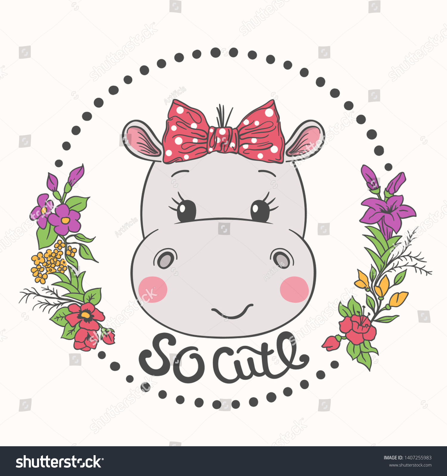 hippopotame clipart flowers