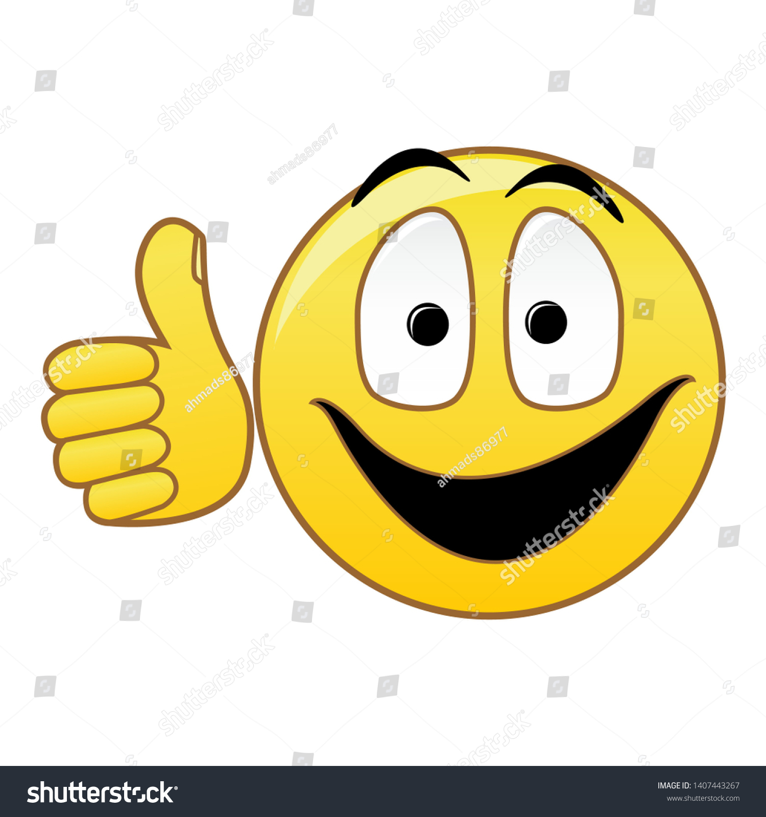 Emoticon Laughs While Holding Thumbs Stock Illustration 1407443267 ...