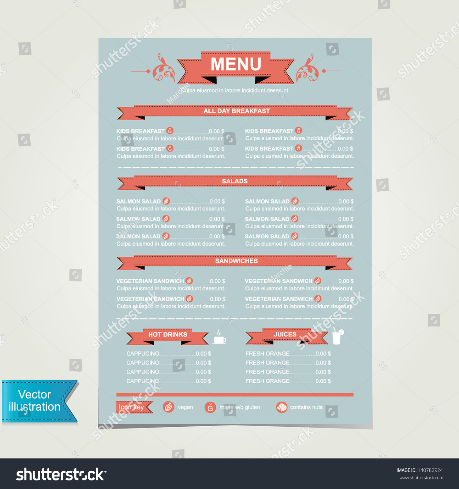 Cafe Menu Template Designvector Illustration Stock Vector (Royalty Free ...