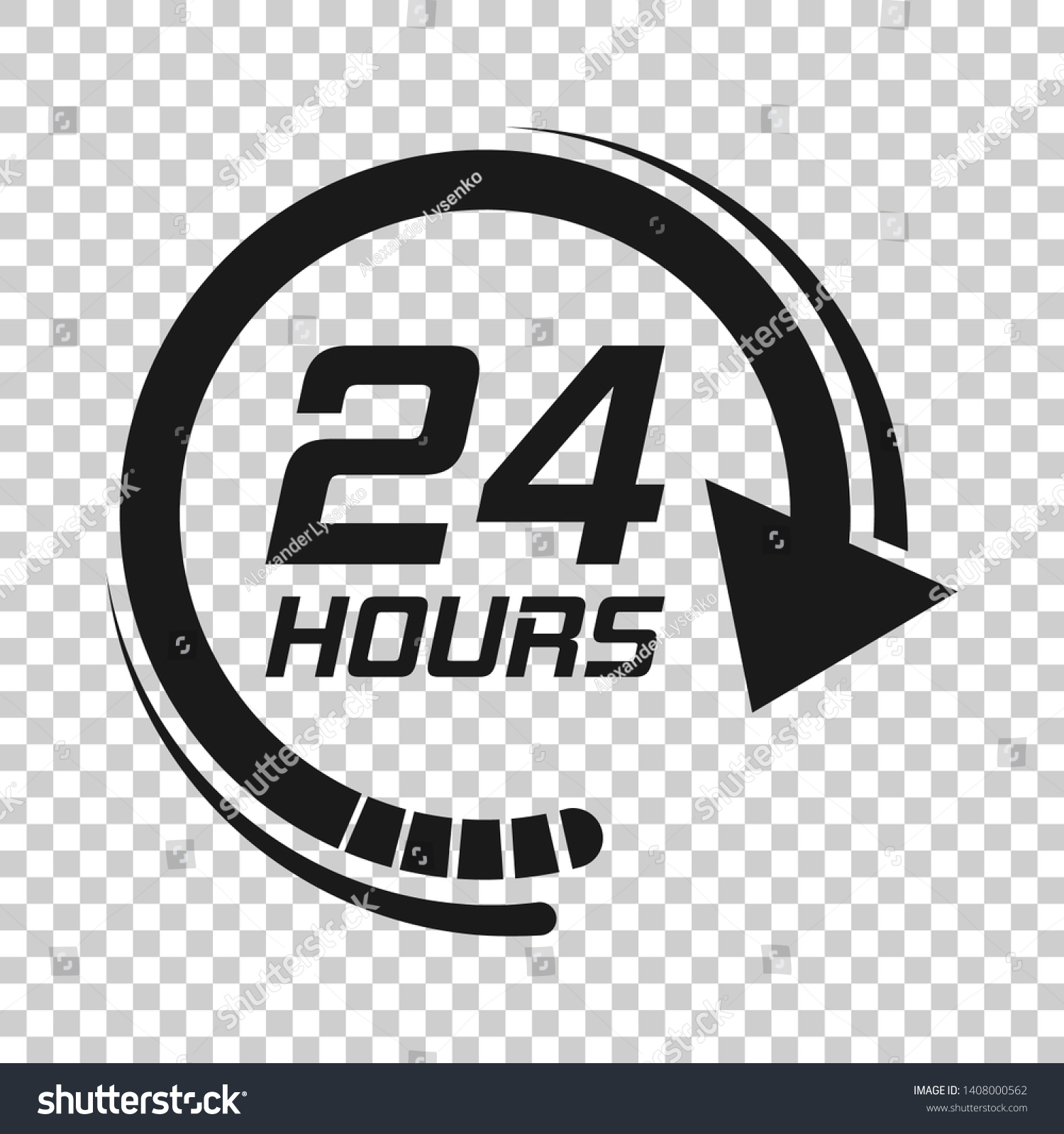 24 Hours Clock Sign Icon Transparent Stock Vector (Royalty Free ...