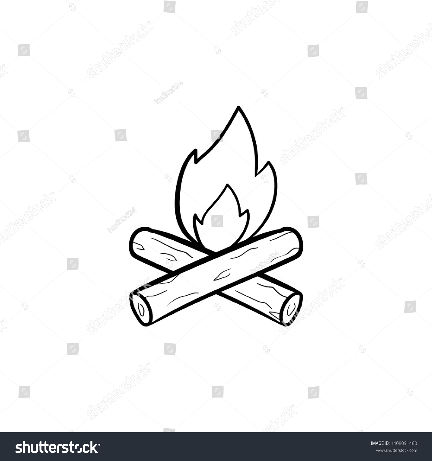 Bonfire Doodle Hand Drawing Vector Black Stock Vector (Royalty Free ...