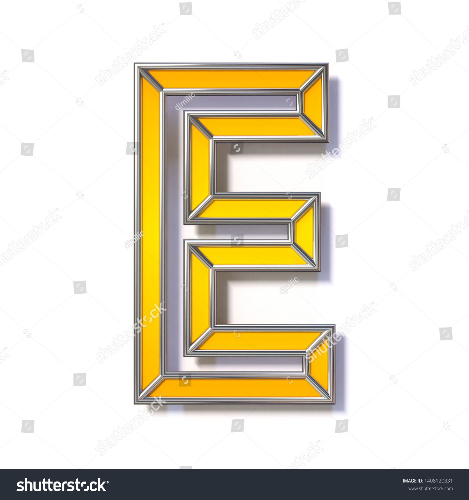 Orange Metal Wire Font Letter E Stock Illustration 1408120331