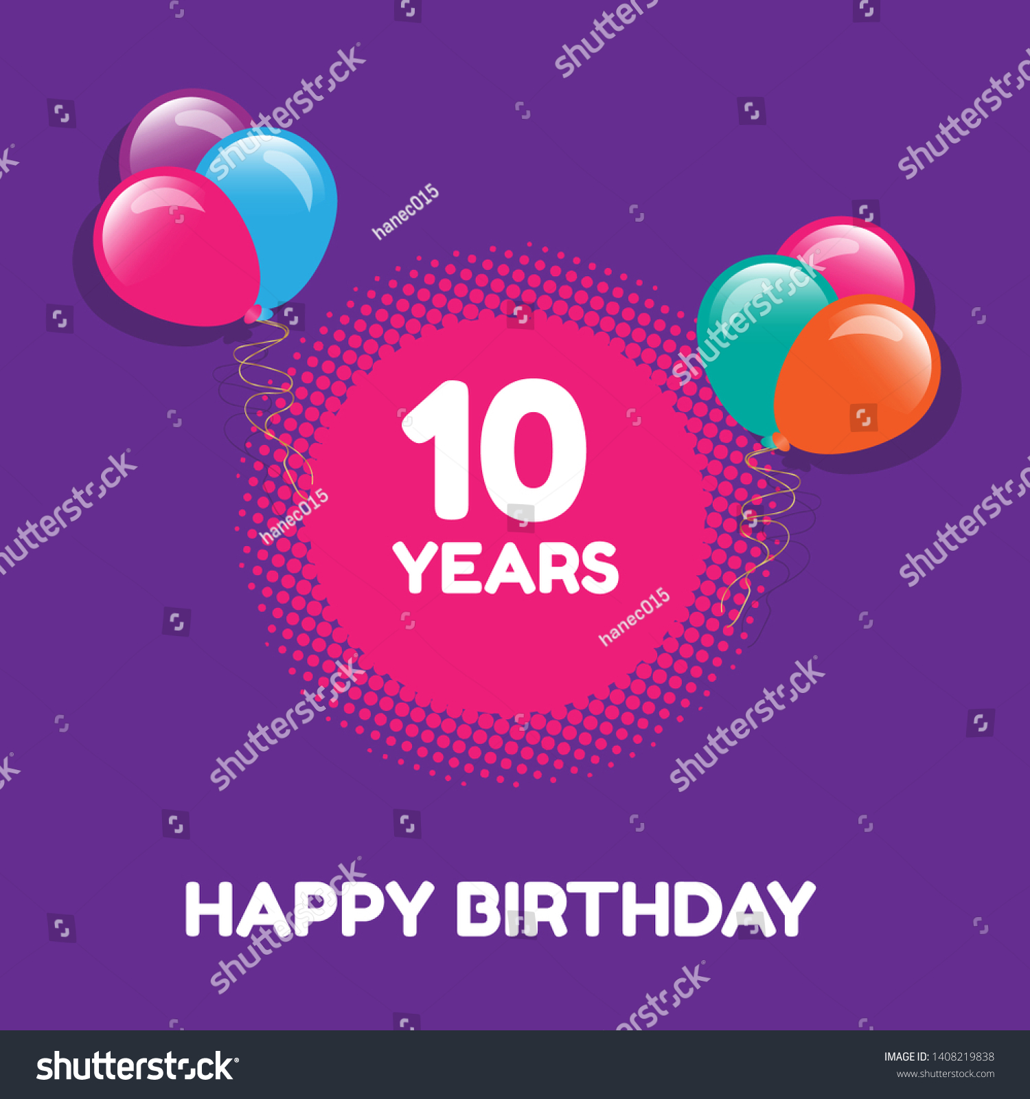 Happy Birthday Greeting Cards 10 Years Stock Vector (Royalty Free ...