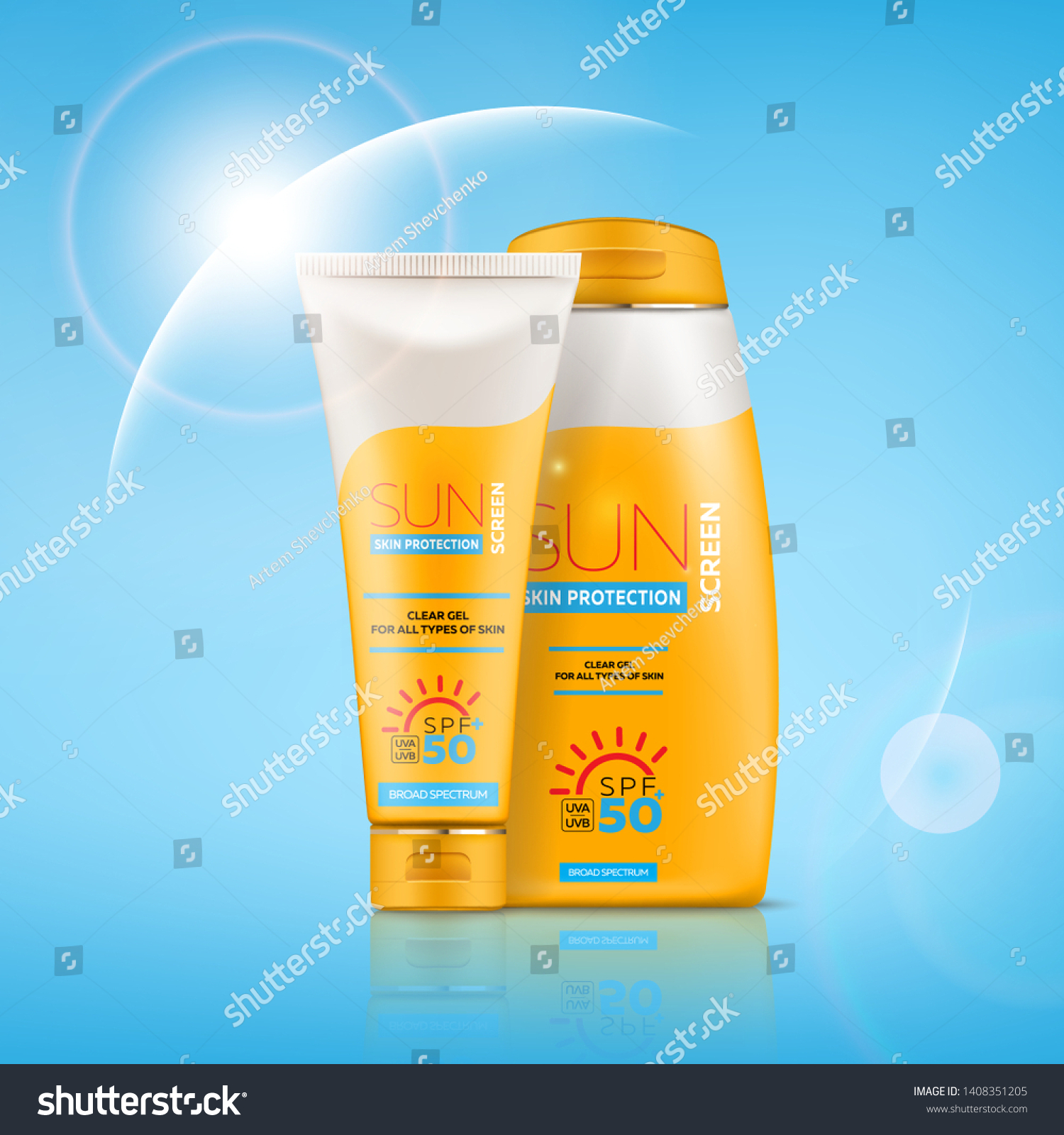 Sunscreen Cream Realistic 3d Tube Bottle Stock Vector (royalty Free 