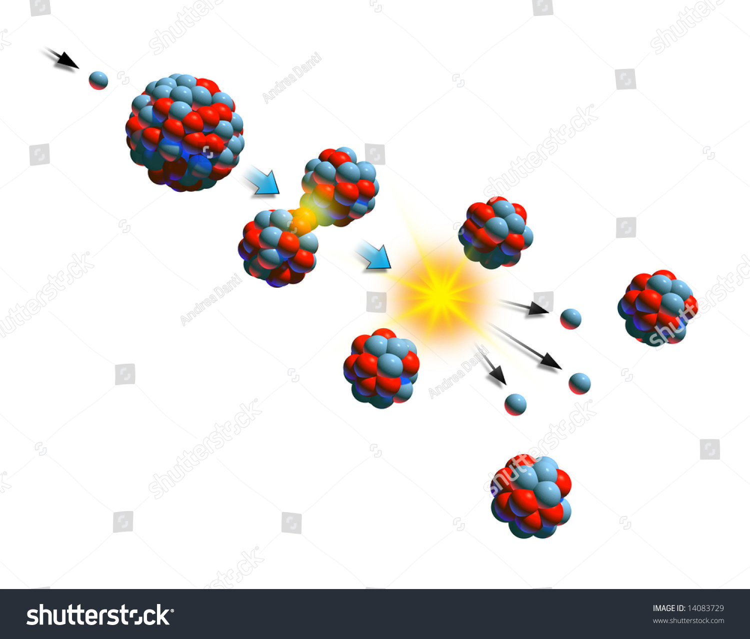 Nuclear Fission Chain Reaction Digital Illustration Stock Illustration ...