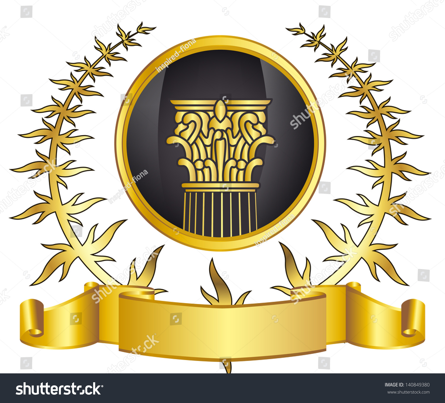 Oldstyle Greece Column Gold Laurel Wreathgold Stock Vector Royalty Free Shutterstock