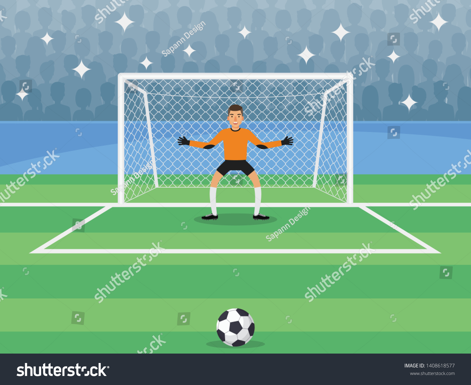 Soccer Sport Athlete Football Goalkeeper Defending Stock Vector ...