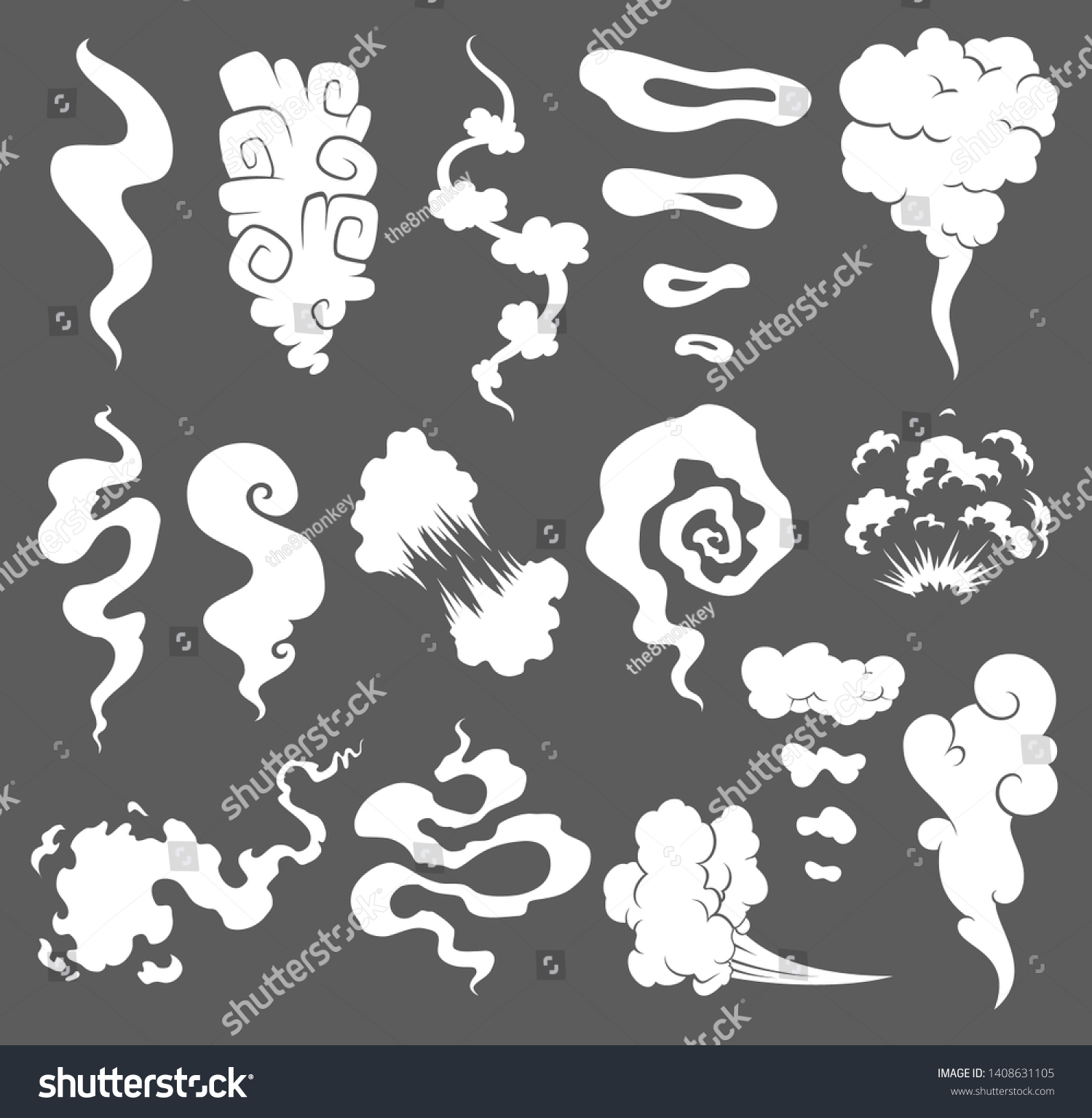 Bad Smell Smoke Clouds Steam Smoke Stock Vector (Royalty Free ...