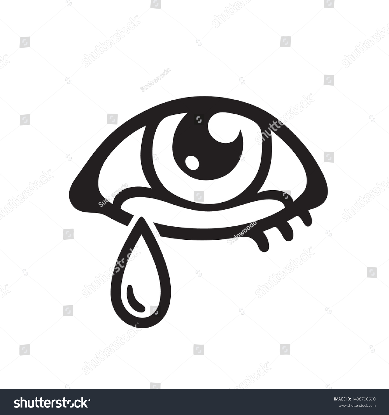 Eye Tear Black White Drawing Hand Stock Vector (Royalty Free ...