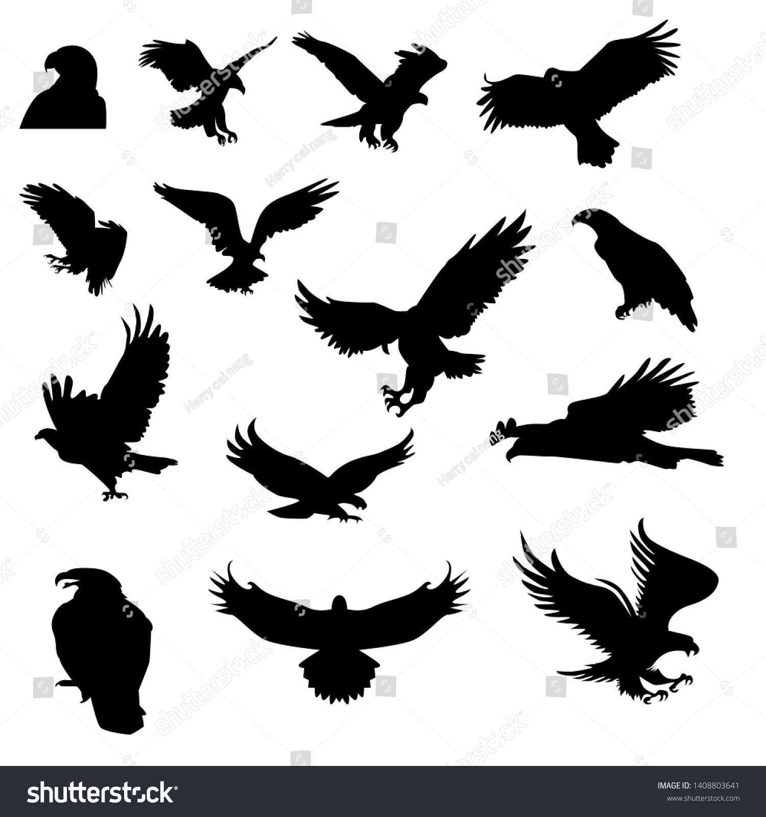 Hunting Eagle Detailed Hunting Vector Silhouettes Stock Vector (Royalty ...