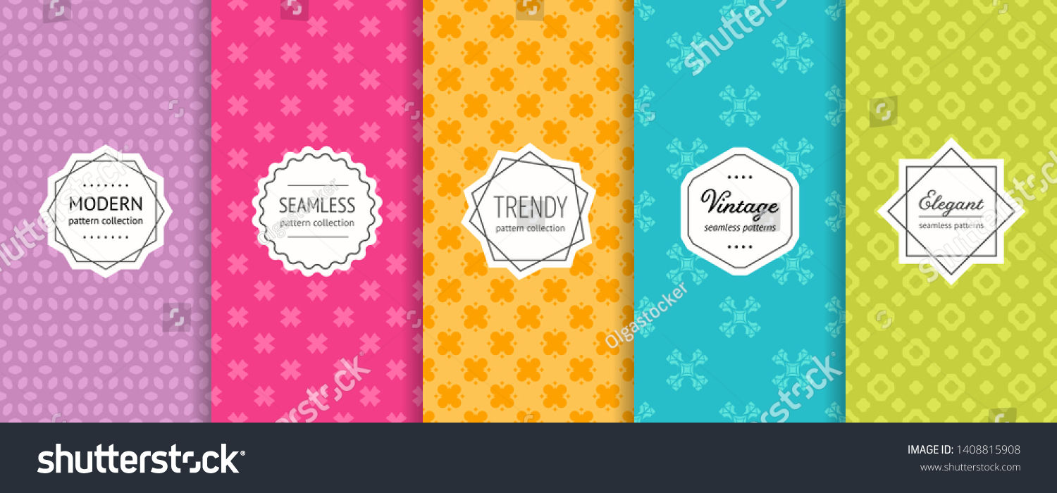 Vector Geometric Seamless Pattern Collection Set Stock Vector (Royalty ...