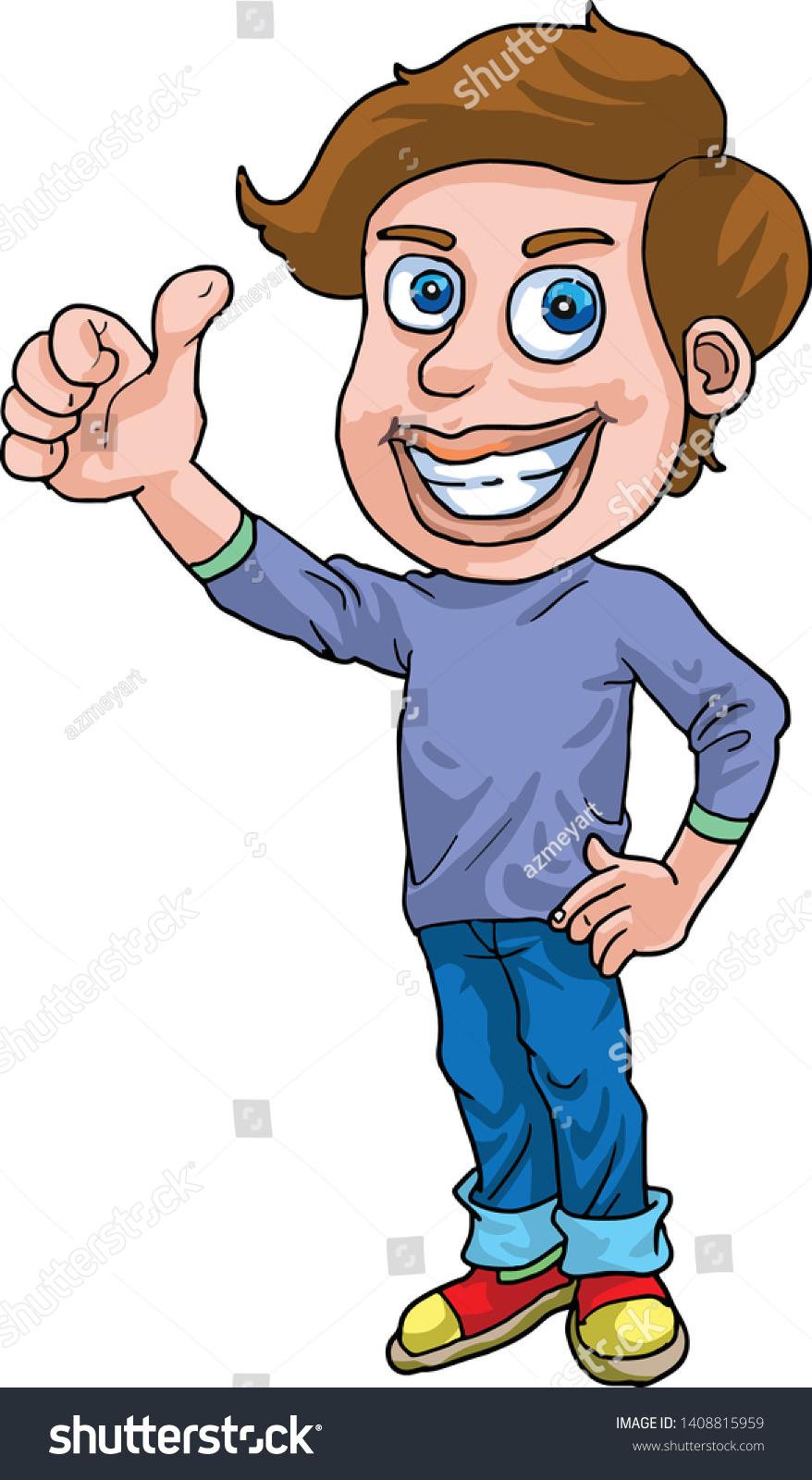 Cartoon Boy Show Thumbs Stock Vector (Royalty Free) 1408815959 ...