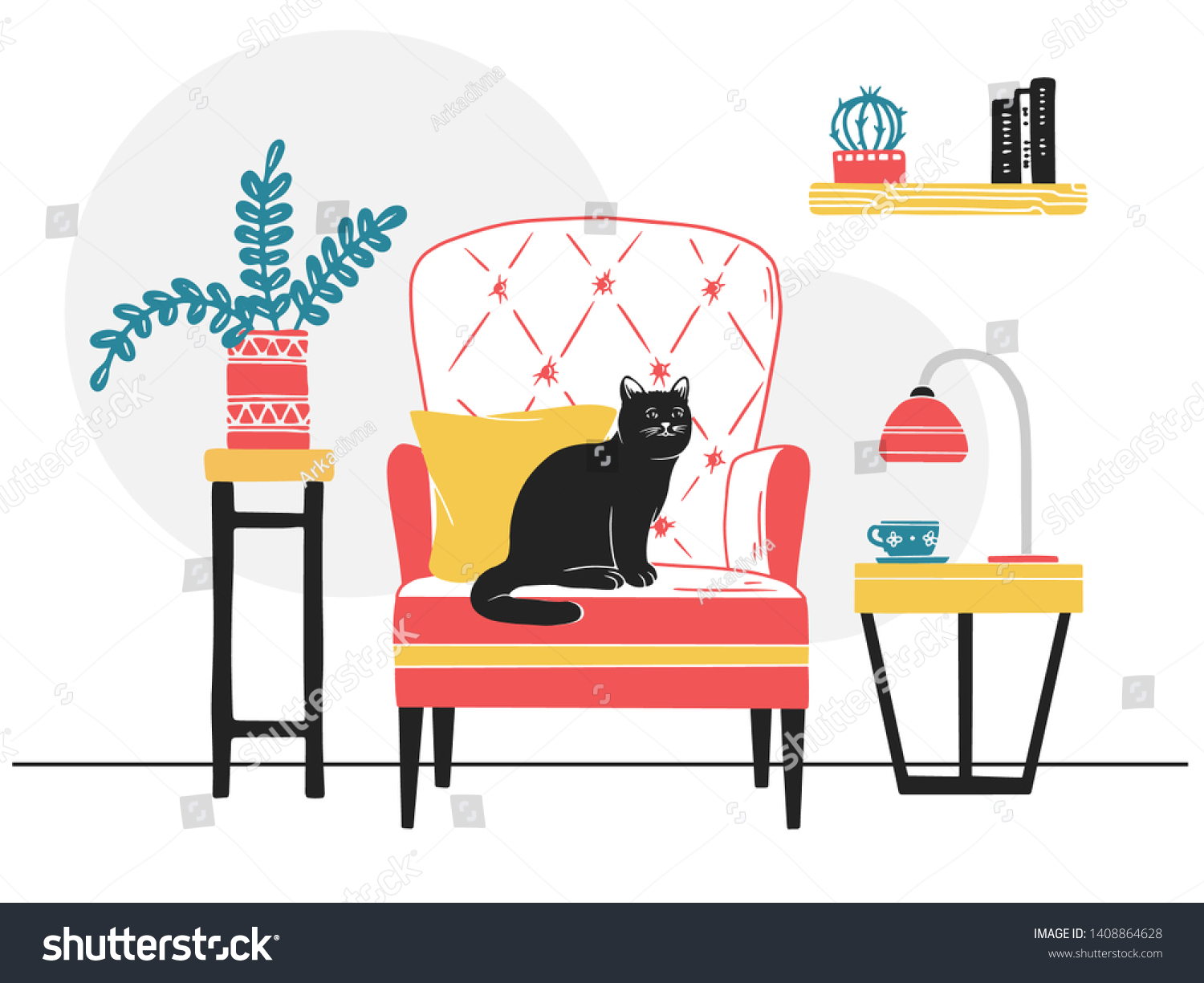 Кот в кресле вектор
