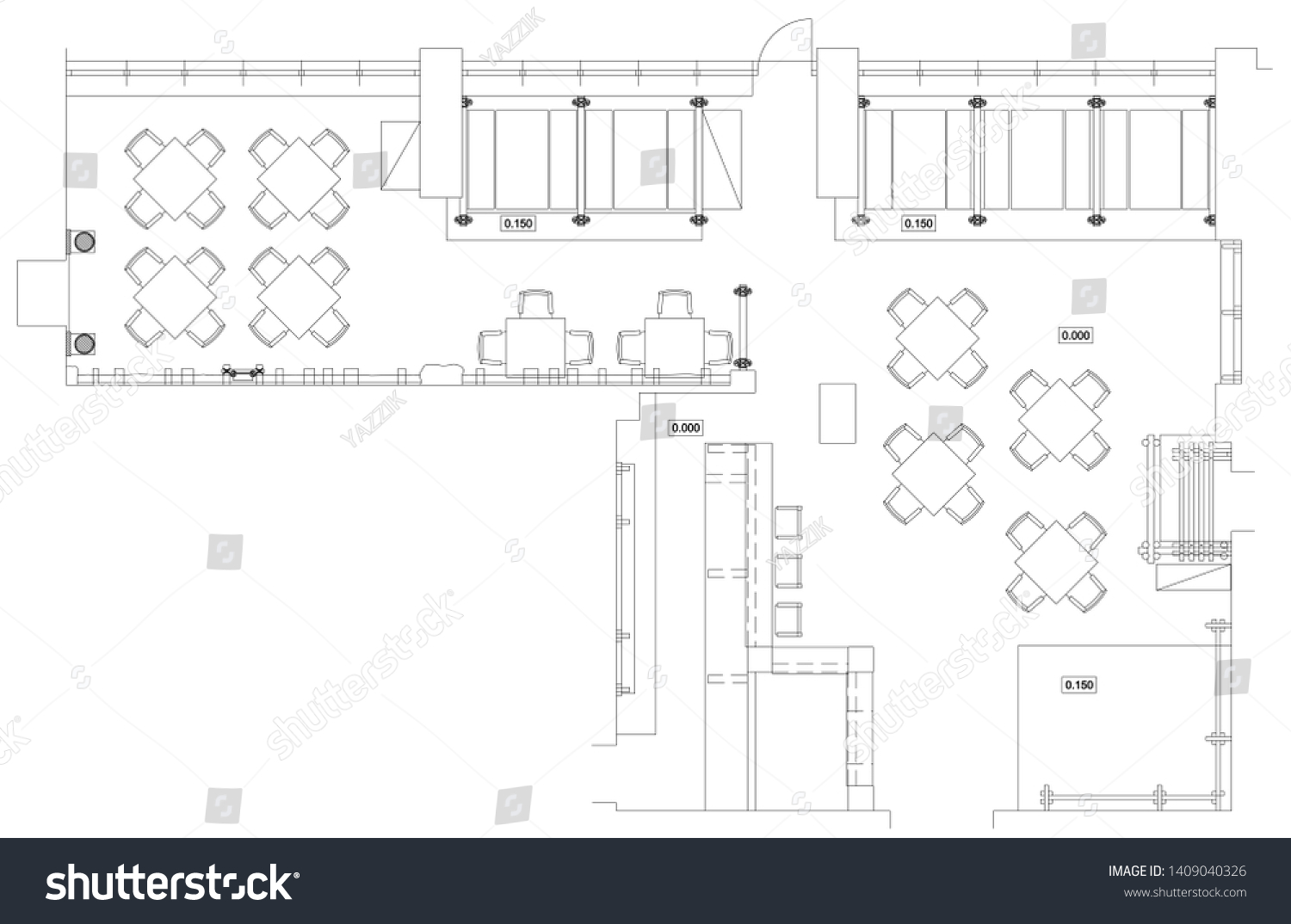 Standard Furniture Symbols Used Architecture Plans Stock Illustration ...