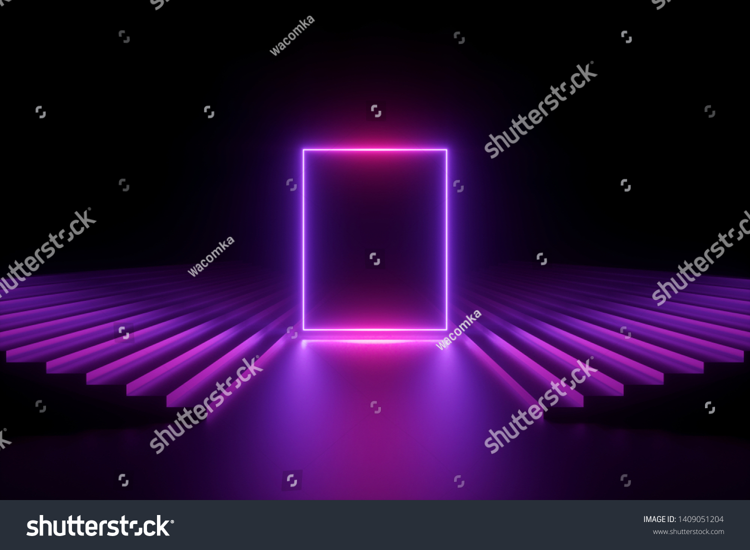 3d Render Abstract Neon Background Music Stock Illustration 1409051204 ...