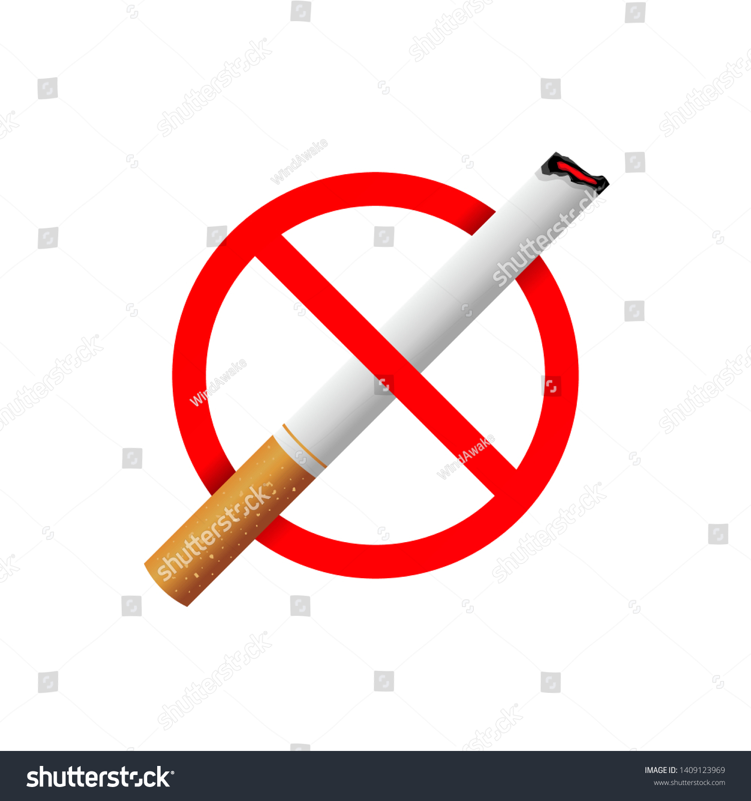 No Smoking Sign Cigarette Isolated On Stock Vector (Royalty Free ...