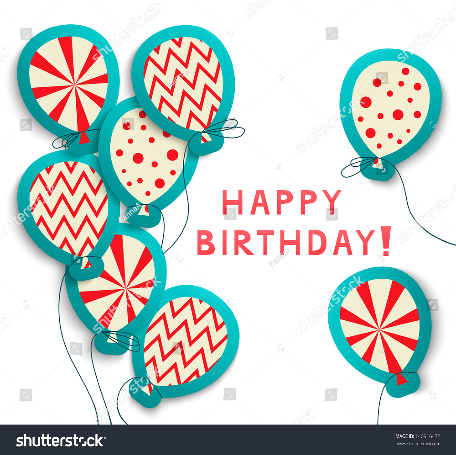 Happy Birthday Retro Postcard Balloons Illustration Stock Illustration ...